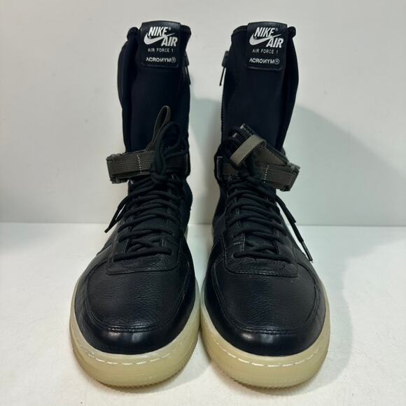 WORN ONCE Nike x Acronym Air Force 1 Downtown Boot Cinch Black Crimson 9.5 - Picture 3 of 11
